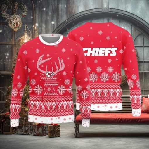 Kansas City Chiefs Christmas Reindeer Ugly Christmas Sweater Mistletoe AOP Gift For Fans