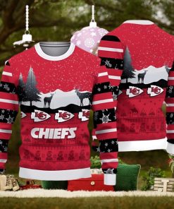 Kansas City Chiefs Christmas Reindeers Pattern Ugly Christmas Sweater