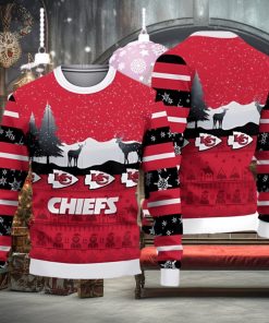 Kansas City Chiefs Christmas Reindeers Pattern Ugly Christmas Sweater