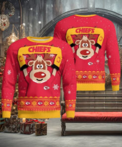 Kansas City Chiefs Cute Reindeer Ugly Christmas Sweater