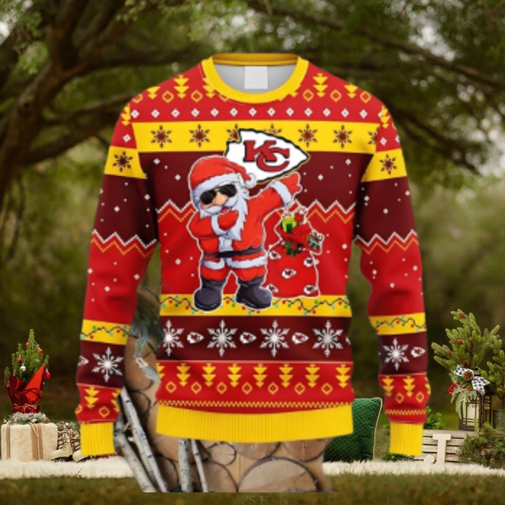 Kansas City Chiefs Dabbing Santa Claus Christmas Ugly Sweater Kansas City Chiefs Dabbing Santa Claus Christmas Ugly Sweater