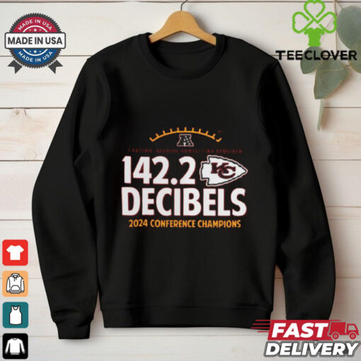Kansas City Chiefs Fanatics 2024 AFC Champions Hometown Not Done Hearing Protection Required 142.2 Decibels Unisex T Shirt