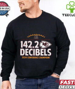 Kansas City Chiefs Fanatics 2024 AFC Champions Hometown Not Done Hearing Protection Required 142.2 Decibels Unisex T Shirt