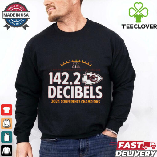Kansas City Chiefs Fanatics 2024 AFC Champions Hometown Not Done Hearing Protection Required 142.2 Decibels Unisex T Shirt