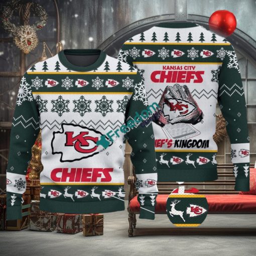 Kansas City Chiefs Fans Logo Snowflake Pattern Green Ugly Christmas Sweater