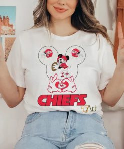 Kansas City Chiefs Football Mickey Mouse 2024 hand heart Shirt