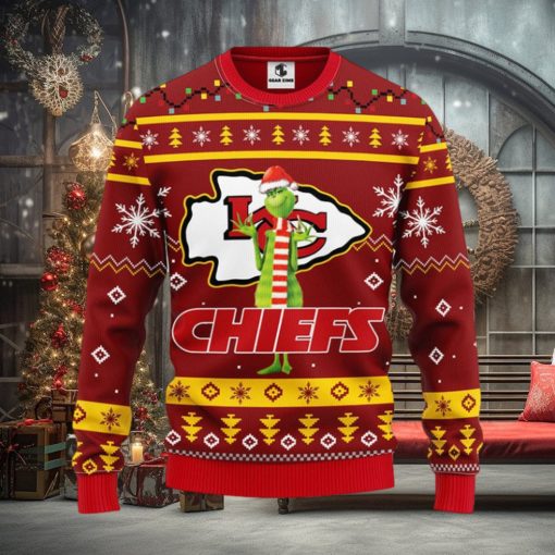 Kansas City Chiefs Funny Grinch Christmas Ugly Sweater