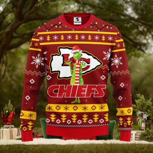 Kansas City Chiefs Funny Grinch Christmas Ugly Sweater