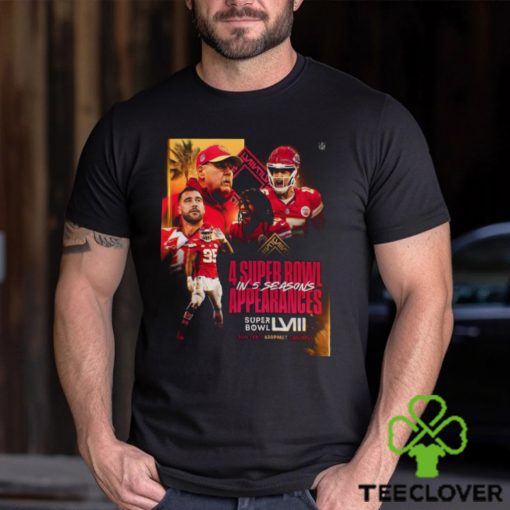 Kansas City Chiefs Get 4 Super Bowl In 5 Seasons Appearances With AFC Champions NFL Playoffs Season 2023 2024 T Shirt