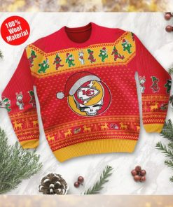 Kansas City Chiefs Grateful Dead SKull And Bears Custom Name Ugly Sweater NFL Football Christmas Shirt