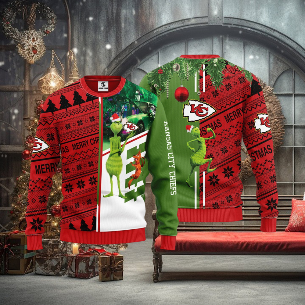 Kansas City Chiefs Grinch & Scooby Doo Christmas Ugly Sweater 1 Kansas City Chiefs Grinch & Scooby Doo Christmas Ugly Sweater 1