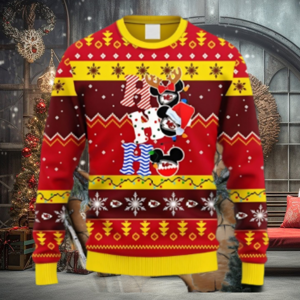 Kansas City Chiefs HoHoHo Mickey Christmas Ugly Sweater Kansas City Chiefs HoHoHo Mickey Christmas Ugly Sweater