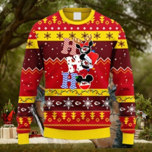 Kansas City Chiefs HoHoHo Mickey Christmas Ugly Sweater