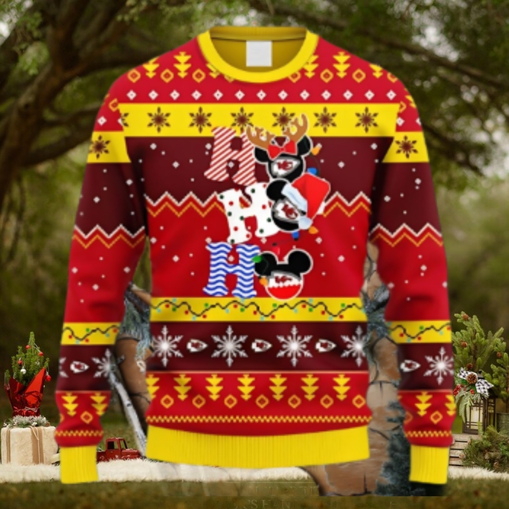 Kansas City Chiefs HoHoHo Mickey Christmas Ugly Sweater Kansas City Chiefs HoHoHo Mickey Christmas Ugly Sweater