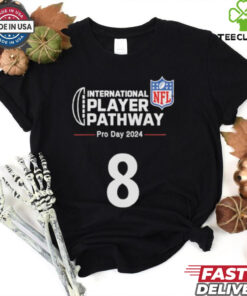 Kansas City Chiefs International Pathway Pro Day 2024 T-Shirt, featuring a design celebrating the Chiefs' International Pathway Pro Day in 2024. Perfect for fans who want to show support for the team's global talent search and their involvement in international football development.