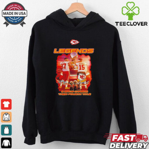 Kansas City Chiefs Legends Travis Kelce and Patrick Mahomes 2 Bros Chasing Their Fourth Title Signatures shirt