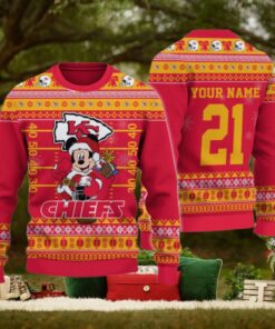 Kansas City Chiefs Mickey Mouse Santa Ugly Christmas Sweater