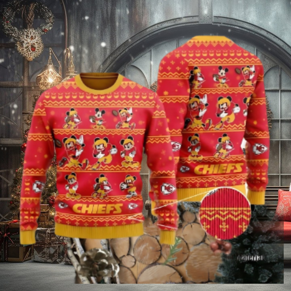 Kansas City Chiefs Multiple Mickey Mouse Ugly Christmas Sweater Kansas City Chiefs Multiple Mickey Mouse Ugly Christmas Sweater
