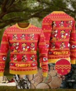 Kansas City Chiefs Multiple Mickey Mouse Ugly Christmas Sweater
