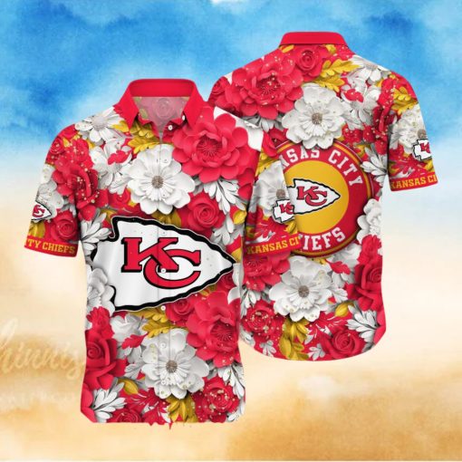 Kansas City Chiefs NFL Flower Custom Summer Football All Over Printed 3D Hawaiian Shirt