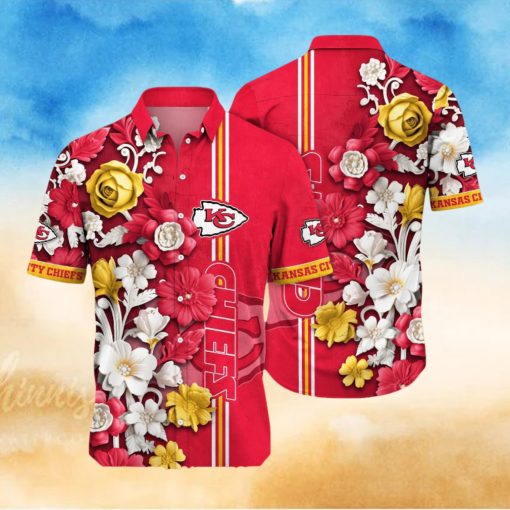 Kansas City Chiefs NFL Flower Summer Football Full Print 3D Hawaiian Shirt