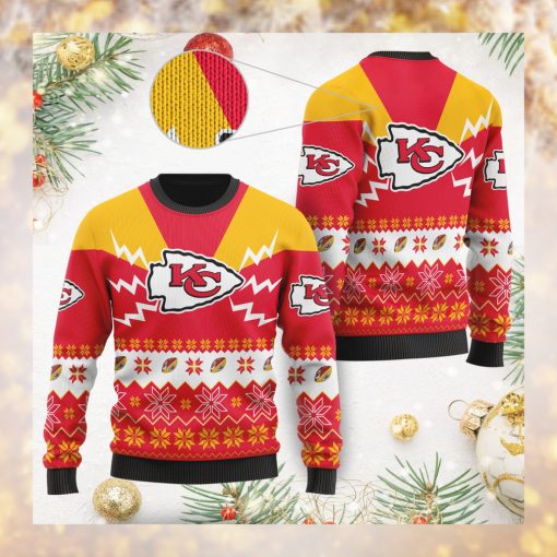 Kansas City Chiefs NFL Football Team Logo Symbol 3D Ugly Christmas Sweater Shirt Apparel For Men And Women On Xmas Days