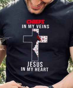 Kansas City Chiefs Nfl In My Veins Jesus In My Heart Cross 2024 T Shirt