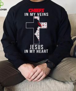 Kansas City Chiefs Nfl In My Veins Jesus In My Heart Cross 2024 T Shirt