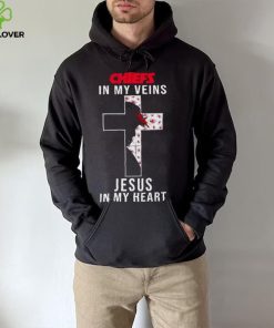 Kansas City Chiefs Nfl In My Veins Jesus In My Heart Cross 2024 T Shirt