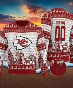 Kansas City Chiefs Personalized Name And Number 3D Ugly Christmas Sweater
