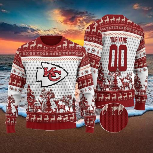 Kansas City Chiefs Personalized Name And Number 3D Ugly Christmas Sweater