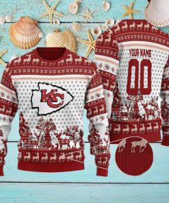 Kansas City Chiefs Personalized Name And Number 3D Ugly Christmas Sweater