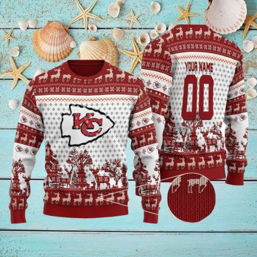Kansas City Chiefs Personalized Name And Number 3D Ugly Christmas Sweater