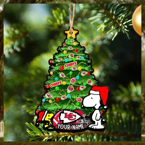 Kansas City Chiefs Personalized Your Name Snoopy And Peanut Ornament Christmas Gifts For NFL Fans SP161023144ID03