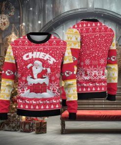 Kansas City Chiefs Printed Funny Santa Claus Show Team Spirit NFL Ugly Christmas Sweater