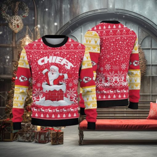 Kansas City Chiefs Printed Funny Santa Claus Show Team Spirit NFL Ugly Christmas Sweater