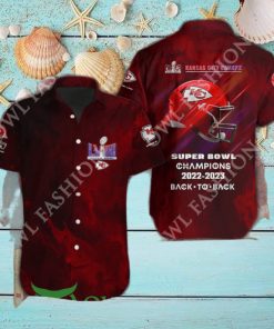 Kansas City Chiefs Red LVIII Super Bowl Back to Back hawaiian shirt