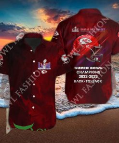 Kansas City Chiefs Red LVIII Super Bowl Back to Back hawaiian shirt