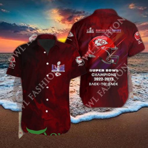 Kansas City Chiefs Red LVIII Super Bowl Back to Back hawaiian shirt