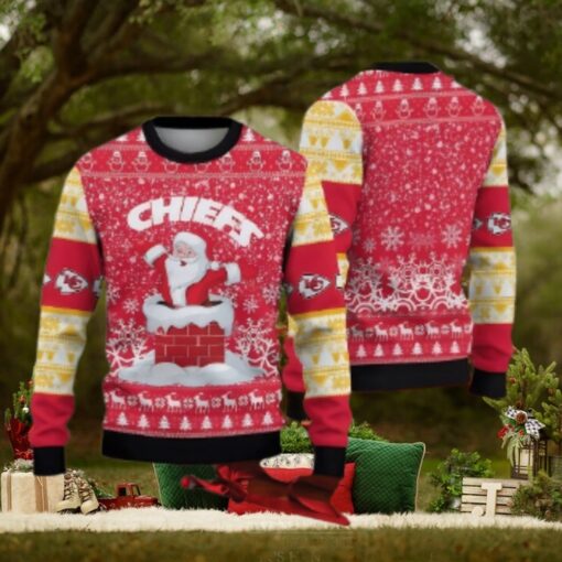 Kansas City Chiefs Santa Chimney Ugly Christmas Sweater