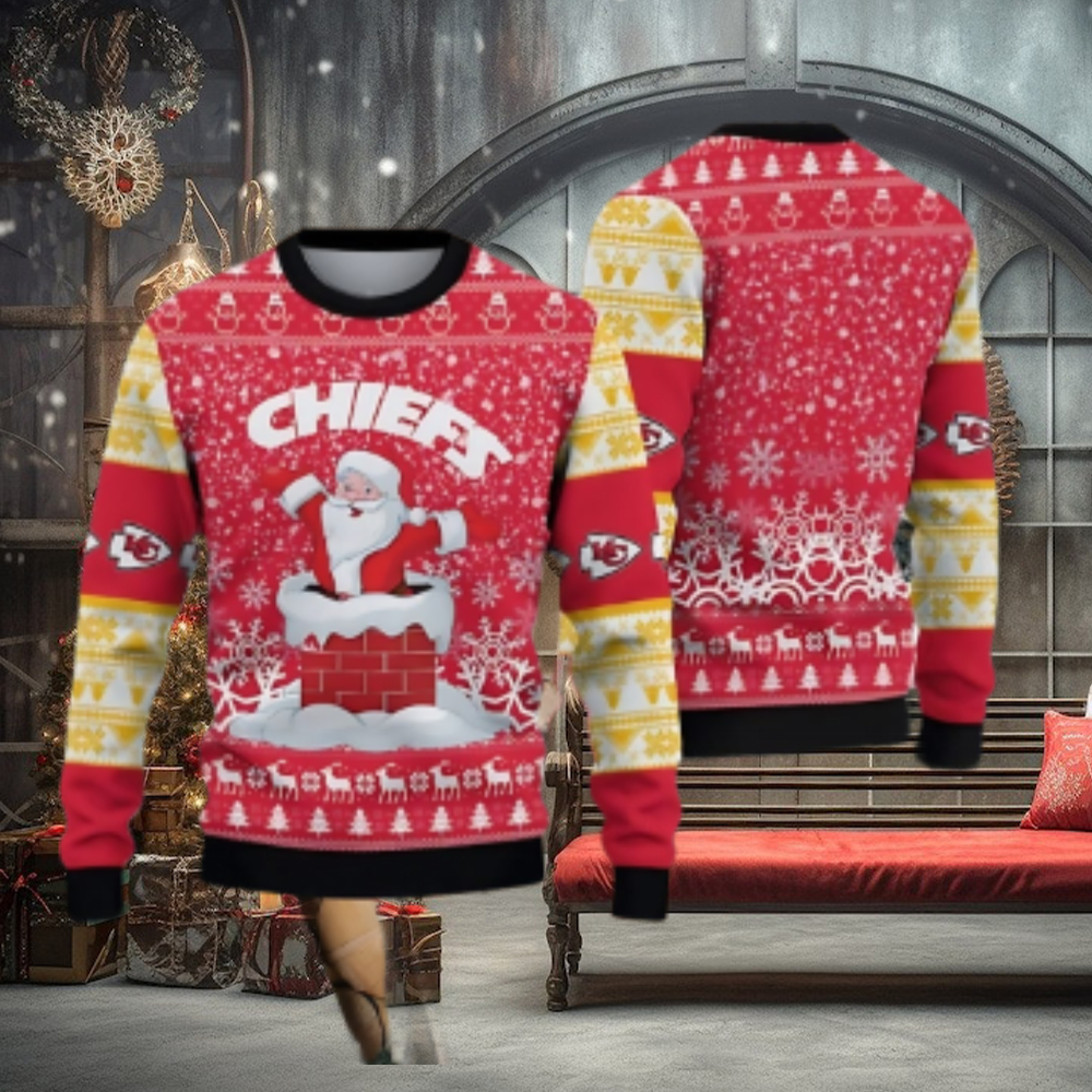 Kansas City Chiefs Santa Claus Pattern Ugly Christmas Sweater Kansas City Chiefs Santa Claus Pattern Ugly Christmas Sweater