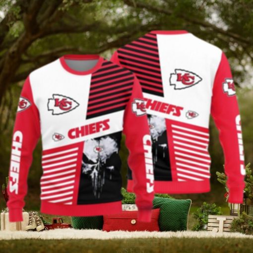 Kansas City Chiefs Skull Pattern Ugly Christmas Sweater