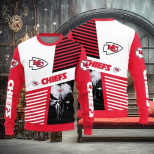 Kansas City Chiefs Skull Pattern Ugly Christmas Sweater