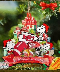 Kansas City Chiefs Snoopy And NFL Sport Ornament Personalized Your Family Name