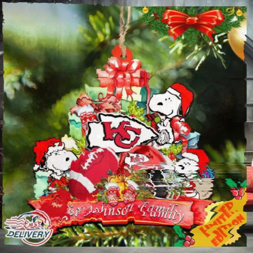 Kansas City Chiefs Snoopy And NFL Sport Ornament Personalized Your Family Name