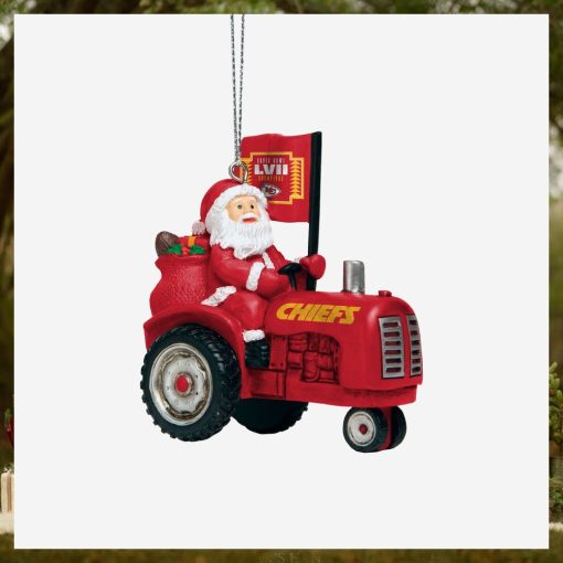 Kansas City Chiefs Super Bowl LVII Champions Santa Riding Tractor Ornament