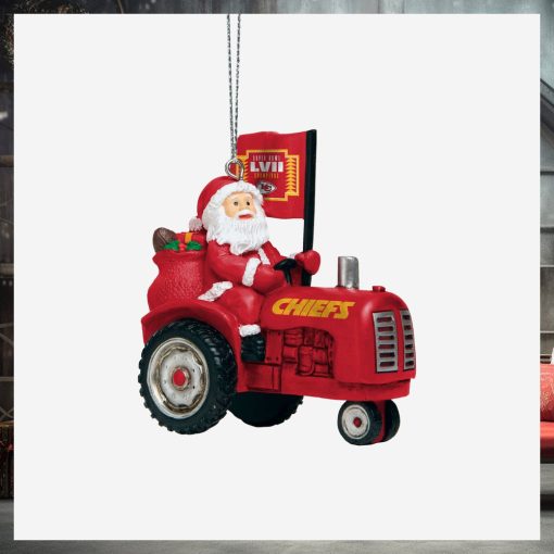 Kansas City Chiefs Super Bowl LVII Champions Santa Riding Tractor Ornament