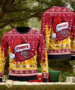 Kansas City Chiefs Symbol Wearing Santa Claus Hat Ho Ho Ho Personalized Ugly Christmas Sweater, Christmas Sweaters, Hoodie, Sweatshirt, Sweater