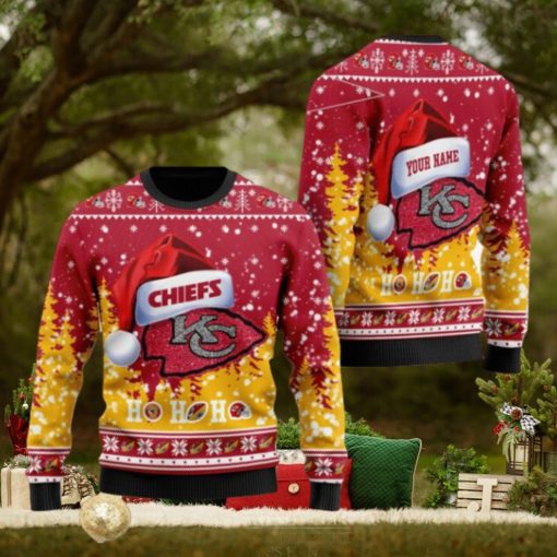 Kansas City Chiefs Symbol Wearing Santa Claus Hat Ho Ho Ho Personalized Ugly Christmas Sweater, Christmas Sweaters, Hoodie, Sweatshirt, Sweater