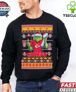 Kansas City Chiefs X Grinch Christmas with Super Bowl Trophy ugly Christmas shirt
